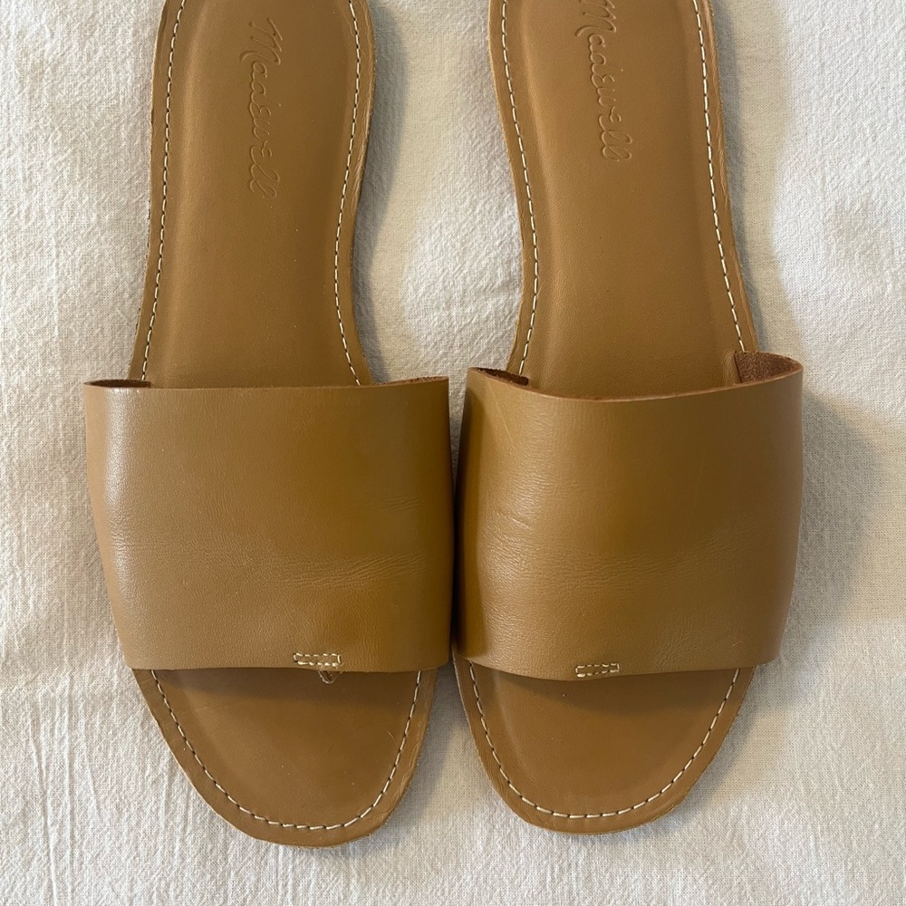 Madewell Tan Leather Slide Sandals - Picture 2 of 6